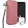 kwmobile Custodia in Neoprene con Zip per Smartphone L - 6,5 - Astuccio Portacellulare a Sacchetto con Cerniera - Borsa in rosa antico