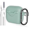 AOTUAO Compatibile con AirPods 3 2021 Custodia Cover e Kit di Pulizia, Case Protettiva Antiurto e Antiscivolo in Silicone per AirPods Terza Generazione con Moschettone, Cloud Grey