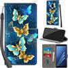 Haninsuze Cover per Samsung Galaxy A8 2018 Custodia Cover Pelle Libro Portafoglio con Porta Carte Magnetica Protezione Antiurto Cuoio Flip Case Custodia Cover per Samsung A8 2018, farfalla dorata