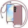 Keteen Cover per Samsung Galaxy S25 FE con Collana Custodia con Cordino TPU Corda Silicone Case Bumper Regolabile Staccabile Shock Absorption Antiscivolo Protettiva Custodia Galaxy S25 FE, Rosa