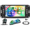 Rimoody 4G+64G Android Autoradio per Jeep Wrangler 2007-2018 Compass Grand Cherokee Commander Wireless Carplay Android Auto, 7 Pollici Touchscreen Radio GPS WiFi Bluetooth FM/RDS EQ/SWC Telecamera Posteriore