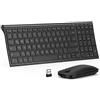 seenda Set tastiera senza fili, tastiera in alluminio ricaricabile con design compatto, tastiera wireless ultra sottile e silenziosa con mouse per PC/Laptop/Smart TV, layout QWERTZ, nero