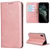 Copmob Cover iPhone X/XS,Flip Portafoglio Custodia in Pelle,[4 Slots][Supporto Stand][Chiusura Magnetica],Custodia Cover Case per iPhone X/XS - Oro Rosa