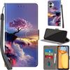 PHINIENLAND Cover per Xiaomi Redmi 13C 4G/5G Case PU Pelle Custodia [Kickstand] [Chiusura magnetica] [Slot per Schede], Portafoglio Flip Custodia per Xiaomi Poco C65,Montagna