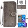 Asuwish Cover per Huawei Honor 8X con Pellicola Vetro Temperato Supporto Regolabile Pelle Portacarte Portafoglio Mandala Custodia per Hawaii Honor8X 5G JSN-L21 Cellulare Phone Case Grigio