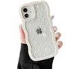 ZTOFERA Custodia per iPhone 12/12 Pro da 6,1", con cornice a onde ricce e motivo a stelle e spazio, trasparente, sottile e resistente agli urti, in policarbonato rigido, bianco