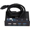 ASHATA 2 porte USB3.0 + 2 porte USB2.0 Pannello anteriore da 3,5 pollici USB Hub Espansione Unità floppy frontale
