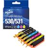 Superprint 530 531 XXL Cartucce Multipack Compatibile per Canon PGI-530 CLI-531 Cartucce per Canon PIXMA TS8750 TS8751 (confezione da 5, PGBK, nero, ciano, magenta, giallo)