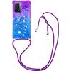 YAMCCCSE Custodia per Oppo A57 4G/Oppo A57S 4G/Oppo A77 5G con Cordino, Glitter Bling Liquido Cover Sparkly TPU Silicone Protettivo Morbido Brillantini Quicksand Cellulare Custodie con Cordoncino Case