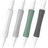 FAFALITHIC Confezione da 4 impugnature ergonomiche compatibili con Apple Pencil di prima generazione, 2a generazione, USB-C e Pro in silicone (bianco/verde pino/grigio/nero)