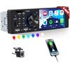 CAMECHO Autoradio 1Din Carplay con Telecamera Posteriore 4 Pollici Schermo, Android Auto Bluetooth HD touch display radio con Mirror Link FM/RDS Controllo del Volante EQ Retroilluminazione