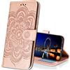 IMIRST OPPO A54 5G Custodia Flip, Goffratura Design Case in PU Pelle Internamente Silicone TPU Cover Portafoglio Cover Premium Custodia per OPPO A54 5G / A74 5G / A93 5G. LD Mandala Rose Gold