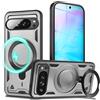 NALIA Custodia Magnetica Robusta per Google Pixel 9 Pro XL - Anello Supporto 360° & Compatibile MagSafe - STORMGUARD (Cover Outdoor) - Marchio Tedesco, Colore:Argento Tempesta