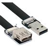 NFHK USB 2.0 Type-A Male to Female Extension Data Flat Slim FPC Cable for FPV & Disk & Scanner & Printer 20CM
