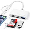 Ticenpe Lettore di schede SD 4 in 1 per iPhone/iPad, adattatore USB OTG Dual Connector Light-ning USB C a SD/TF/USB
