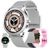 MYSHUN Smartwatch Donna Chiamata Bluetooth e Risposta Vivavoce, 3 Bracciali, Smart Watch con Diamond Contapassi Cardiofrequenzimetro 110+ Modalità Sport Orologio Fitness Tracker per Android iOS (Argento)