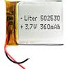 Liter energy battery Batteria 502530 LiPo 3.7V 360mAh 1.332Wh 1S 5C Liter Energy Battery per l'elettronica Ricaricabile Telefono Portatile Smartwatch Orologio GPS - Non adatto per Radiocomando 32x25x5mm (360mAh|502530)