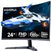KOORUI Monitor da Gaming Curvo 24 Pollici 180Hz, 1ms, 1920x1080 FHD, 1500R, Adaptive-Sync, HDR10, VESA, cavi DP e HDMI inclusi