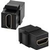 QIANRENON HDMI Keystone Modulo 2.0 - Accoppiatore Display 4K su Presa Panel 180° per HDTV, Adattatore da Parete, Nero, 2 Pezzi