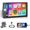 Roinvou Autoradio 1 DIN con Schermo CarPlay & Android Auto, 7 Pollici Touchscreen Stereo Auto con Schermo Radio Bluetooth Auto con FM EQ Mirror Link USB/AUX/TF SWC Supporta Telecamera Posteriore