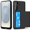 ACOCOBUY Custodia per Samsung Galaxy S25/S24 con Porta Carte di Credito Tasca Nascosta Porta Carte di Credito Resistente agli urti Custodia Protettiva a Doppio Strato Cover Posteriore per Uomo e Donna, nero