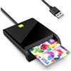 Cerioll Smart Card Reader, Lettore di Smart Card, USB 2.0 Lettore di Carte, Plug & Play - Compatibile con Windows, OSX, Linux Systemen (Nero)