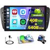 Hikity 5G WiFi 4+64G Android Autoradio per Seat Ibiza 6J 2009-2013, 9 Pollici IPS Touch Screen Stereo Auto con Wireless Carplay Android Auto Bluetooth5.0 FM/RDS GPS SWC AHD Retrocamera