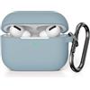 KOKOKA Custodia in Silicone Compatibile con AirPods Pro 2, Case Cover Protettiva in Premium Silicone per Airpods Pro 2 (2022 Released) Custodia con Moschettone, LED Frontale Visibile, Denim Blue