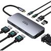 Selore&S-Global Docking station USB C 2 HDMI DP VGA 8 in 1 Adattatore Hub Multi Monitor per Laptop con Doppio 4K HDMI DP VGA PD100W USB 2.0 USB C Dati per Dell Lenovo Yoga Thinkpad Huawei