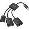 YACSEJAO Adattatore USB C a Dual OTG, 4 porte tipo C maschio a 2 USB e micro femmina hub splitter per Android Tablet PC e Smartphone