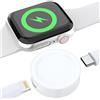 MTAKYI Caricabatterie portatile per Apple Watch - Mini caricatore per iWatch con doppia porta Lightning e USB-C per tutte le serie di orologi - Cavi non inclusi - Non è una banca di potenza