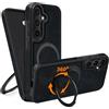 COODIO Cover in Pelle con Supporto Girevole di 360° per Samsung Galaxy S24 6,2 Pollici, Custodia Magnetica Compatibile con MagSafe/Caricatore Wireless, Cover Sottile e Creativa, Nero