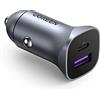 UGREEN 30W Caricatore USB Auto, Accendisigari USB C, Adattatore USB Mini Metal Car PD PPS 2 Porte Supporta 20W Compatibile con iPhone 13 Pro Max, 13 Pro, 12, SE 2022 iPad Pro M1, Galaxy S22