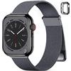 PIOWNN Metallo Cinturini Compatibile con Cinturino Apple Watch 40mm 41mm 38mm Donna Uomo, Doppio Magnetico in Acciaio Inox per Apple/iWatch SE/Series 9 8 7 6 5 4 3 2 1 & Cover,Grigio&Cover