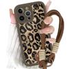 Yirlbey Cover con Cordino Orologi per iPhone 15 Pro Max 6,7, Morbido Silicone Custodia con Aesthetic Leopardata Marrone Disegni, Antiurto Case con Tracolla Collana per catena iPhone15 Pro Max,mucca