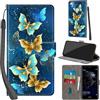 Haninsuze Cover per Huawei P10 Lite Custodia Cover Pelle Libro Portafoglio con Porta Carte Magnetica Protezione Antiurto Cuoio Flip Case Custodia Cover per Huawei P10 Lite, farfalla dorata
