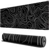 LznYi Tappetino per mouse con contorno topografico 600x300mm, Tappetino per Mouse da Tastiera XL Mousepad Gaming, Base Antiscivolo e Bordo Cucito per Gaming Ufficio Lavoro (60x30 Topo Black04)