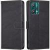 RankOne Cover per Realme 9 5G / Realme 9 Pro (6.59 Inches), Custodia Flip Pelle Portafoglio, Magnetica Libro Bumper Cover Case - Nero