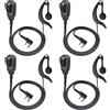 HYSHIKRA Auricolare radio compatibile con Retevis Baofeng UV5R Kenwood TK250 Walkie Talkie Headset con PTT e microfono (nero G, 4 pezzi)