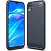 Cruzerlite Custodia Honor 8S, Cover Honor 8S, Carbon Fiber Texture Design & Leather Texture Design Back Cover Anti-Scratch Shock Absorption Case for Huawei Honor 8S (Blue)