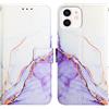 COTDINFOR Compatible with iPhone 11 Custodia Libro PU Pelle Portafoglio Slot Schede Chiusura Magnetico Antiurto Flip Cover per Phone 11 Marble White Purple YB.
