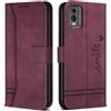 Bravoday Cover per Nokia C32 / Nokia C32, Flip Custodia in Pelle PU con Slot per Schede, Portafoglio Custodia per Nokia C32 / Nokia C32, Vino Rosso