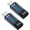 SlimQ 2 adattatori USB C da 240 W, da USB C maschio a USB C femmina, tester di potenza con display digitale, compatibile con iPad Pro, iPhone 15 Pro Max, MacBook, laptop, tutti i cavi USB C (blu)