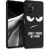 kwmobile Cover Compatibile con Xiaomi Redmi Note 10 Pro - Custodia in Silicone TPU - Cover Protettiva Soft Case - Don't touch my phone bianco/nero