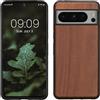 kwmobile Custodia Compatibile con Google Pixel 8 PRO Cover - Protezione in Legno per Smartphone - Back Case con Bumper in Silicone TPU - Marrone Vintage/Marrone Legno di Acacia