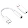 kwinfei 2 Pezzi Adattatore per Jack per Cuffie da 3,5 mm, Adattatore USB C a Jack, Convertitore Audio Digitale per Cuffie, Auricolari, Altoparlanti, Compatibile con Galaxy, Huawei, e Altri Dispositivi Tipo C