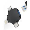 Kefiany Adattatore Lightning USB C Micro USB a USB 3.0 (3in1) Cavo OTG per iPad Per Apple iPhone 15 compatibile per Samsung Chiavetta Da Type Macchina Fotografica Tipo Adattatori Camera Convertitore TP-OTG
