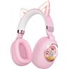 sunvito Cuffie per Bambini Bluetooth con Orecchie da Gatto e Luci LED - Cuffie Pieghevoli Bambini, Cuffie Musica con Limitazione Volume 85dB - Wireless e con Filo per Scuola, Viaggi, Aereo (Rosa)