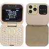 Yunir Telefono cellulare pieghevole per anziani, 2G, sbloccato, con schermo da 1,77 pollici, Dual SIM, con tasti grandi e torcia LED (oro)