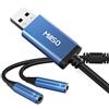 MillSO Scheda audio esterna USB su 2 x 3,5 mm Aux Audio Headset Adattatore TRRS Stereo Aux Audio Convertitore Cavo per cuffie, altoparlante, microfono, PS4, PS5, computer, 28 cm